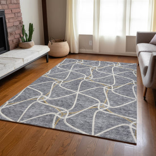 Piper Looms Chantille Geometric ACN948 Gray Machine Washable Area Rug Lifestyle Image Feature