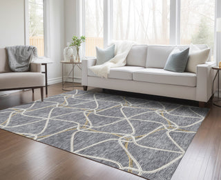Piper Looms Chantille Geometric ACN948 Gray Machine Washable Area Rug Lifestyle Image Feature