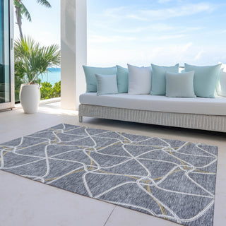 Piper Looms Chantille Geometric ACN948 Gray Machine Washable Area Rug Outdoor Lifestyle Image Feature