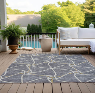 Piper Looms Chantille Geometric ACN948 Gray Machine Washable Area Rug Outdoor Lifestyle Image Feature