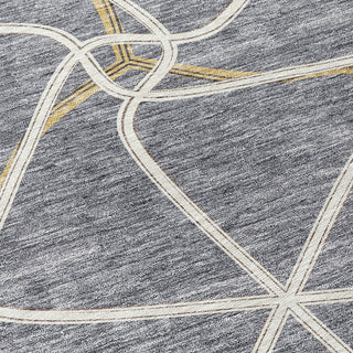 Piper Looms Chantille Geometric ACN948 Gray Machine Washable Area Rug Swatch Image