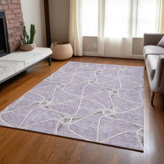 Piper Looms Chantille Geometric ACN948 Lavender Machine Washable Area Rug Lifestyle Image Feature