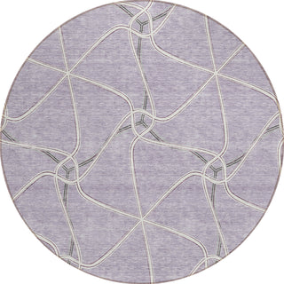 Piper Looms Chantille Geometric ACN948 Lavender Machine Washable Area Rug Round Main Image
