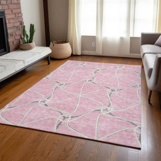 Piper Looms Chantille Geometric ACN948 Pink Machine Washable Area Rug Lifestyle Image Feature