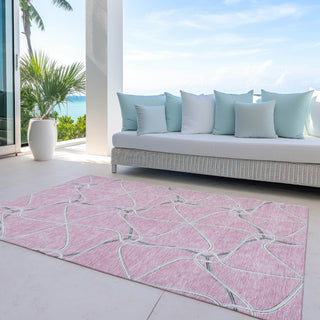 Piper Looms Chantille Geometric ACN948 Pink Machine Washable Area Rug Outdoor Lifestyle Image Feature