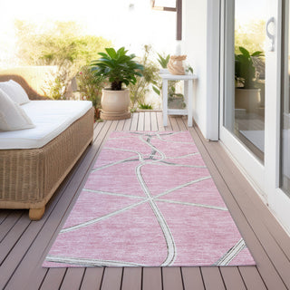 Piper Looms Chantille Geometric ACN948 Pink Machine Washable Area Rug Runner Outdoor Lifestyle Image Feature