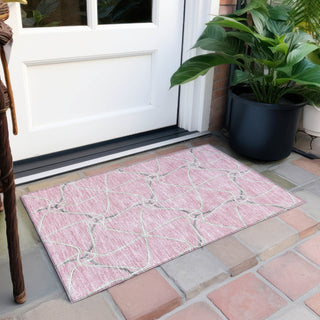Piper Looms Chantille Geometric ACN948 Pink Machine Washable Area Rug Scatter Outdoor Lifestyle Image Feature