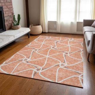 Piper Looms Chantille Geometric ACN948 Salmon Machine Washable Area Rug Lifestyle Image Feature