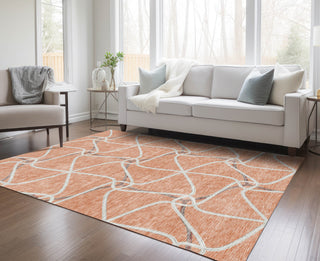 Piper Looms Chantille Geometric ACN948 Salmon Machine Washable Area Rug Lifestyle Image Feature