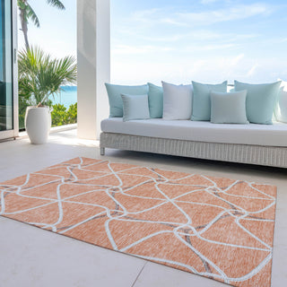 Piper Looms Chantille Geometric ACN948 Salmon Machine Washable Area Rug Outdoor Lifestyle Image Feature