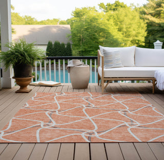 Piper Looms Chantille Geometric ACN948 Salmon Machine Washable Area Rug Outdoor Lifestyle Image Feature
