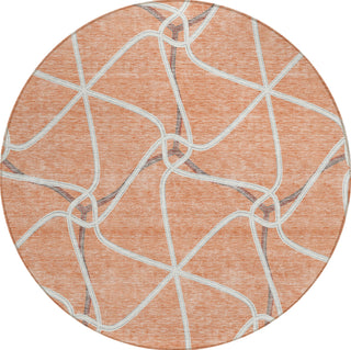 Piper Looms Chantille Geometric ACN948 Salmon Machine Washable Area Rug Round Main Image