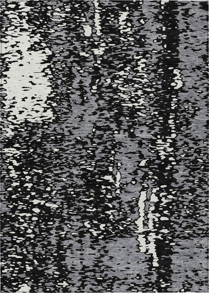 Piper Looms Chantille Abstract ACN949 Black Machine Washable Area Rug main image