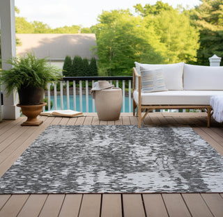 Piper Looms Chantille Abstract ACN949 Charcoal Machine Washable Area Rug Outdoor Lifestyle Image Feature