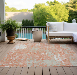 Piper Looms Chantille Abstract ACN949 Coral Machine Washable Area Rug Outdoor Lifestyle Image Feature