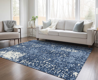 Piper Looms Chantille Abstract ACN949 Denim Machine Washable Area Rug Lifestyle Image Feature