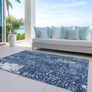 Piper Looms Chantille Abstract ACN949 Denim Machine Washable Area Rug Outdoor Lifestyle Image Feature