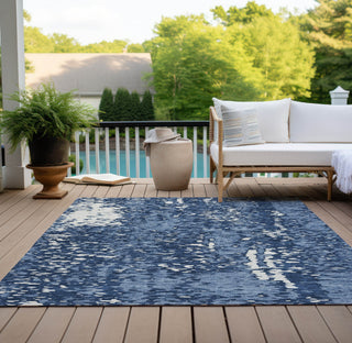 Piper Looms Chantille Abstract ACN949 Denim Machine Washable Area Rug Outdoor Lifestyle Image Feature