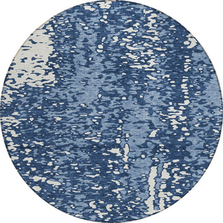 Piper Looms Chantille Abstract ACN949 Denim Machine Washable Area Rug Round Main Image