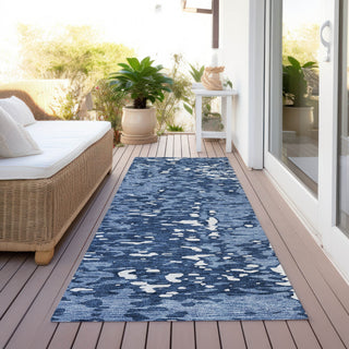 Piper Looms Chantille Abstract ACN949 Denim Machine Washable Area Rug Runner Outdoor Lifestyle Image Feature