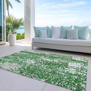 Piper Looms Chantille Abstract ACN949 Emerald Machine Washable Area Rug Outdoor Lifestyle Image Feature