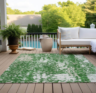 Piper Looms Chantille Abstract ACN949 Emerald Machine Washable Area Rug Outdoor Lifestyle Image Feature