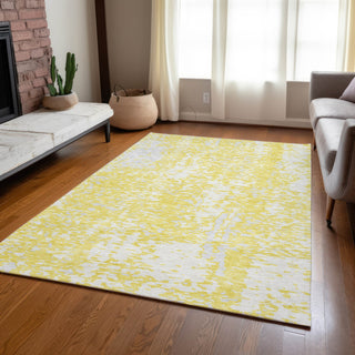 Piper Looms Chantille Abstract ACN949 Yellow Machine Washable Area Rug Lifestyle Image Feature