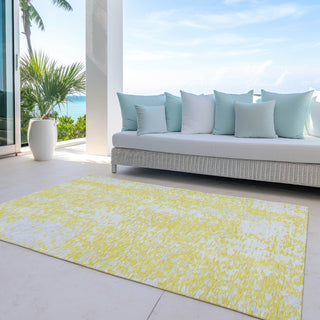 Piper Looms Chantille Abstract ACN949 Yellow Machine Washable Area Rug Outdoor Lifestyle Image Feature