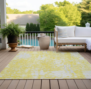 Piper Looms Chantille Abstract ACN949 Yellow Machine Washable Area Rug Outdoor Lifestyle Image Feature
