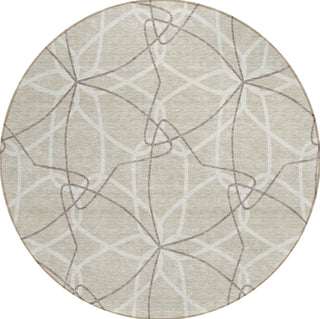 Piper Looms Chantille Geometric ACN950 Beige Machine Washable Area Rug Round Main Image