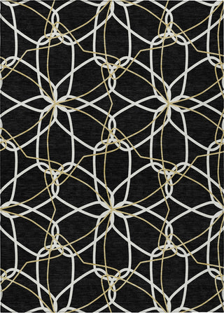 Piper Looms Chantille Geometric ACN950 Black Machine Washable Area Rug main image