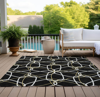 Piper Looms Chantille Geometric ACN950 Black Machine Washable Area Rug Outdoor Lifestyle Image Feature