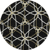 Piper Looms Chantille Geometric ACN950 Black Machine Washable Area Rug Round Main Image
