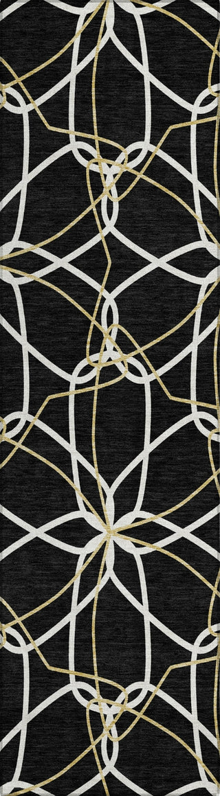 Piper Looms Chantille Geometric ACN950 Black Machine Washable Area Rug Runner Main Image