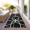 Piper Looms Chantille Geometric ACN950 Black Machine Washable Area Rug Runner Outdoor Lifestyle Image Feature