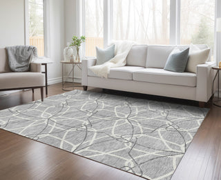 Piper Looms Chantille Geometric ACN950 Gray Machine Washable Area Rug Lifestyle Image Feature