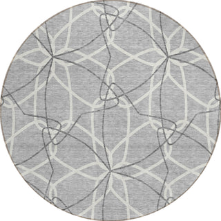 Piper Looms Chantille Geometric ACN950 Gray Machine Washable Area Rug Round Main Image