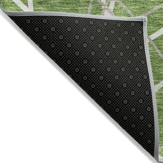Piper Looms Chantille Geometric ACN950 Green Machine Washable Area Rug Backing Image