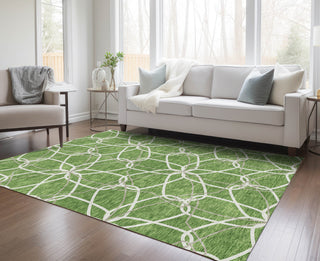 Piper Looms Chantille Geometric ACN950 Green Machine Washable Area Rug Lifestyle Image Feature