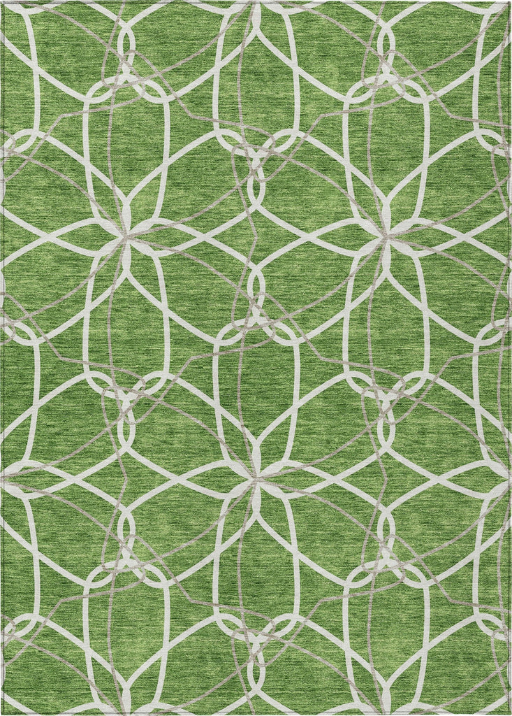 Piper Looms Chantille Geometric ACN950 Green Machine Washable Area Rug main image