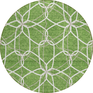 Piper Looms Chantille Geometric ACN950 Green Machine Washable Area Rug Round Main Image