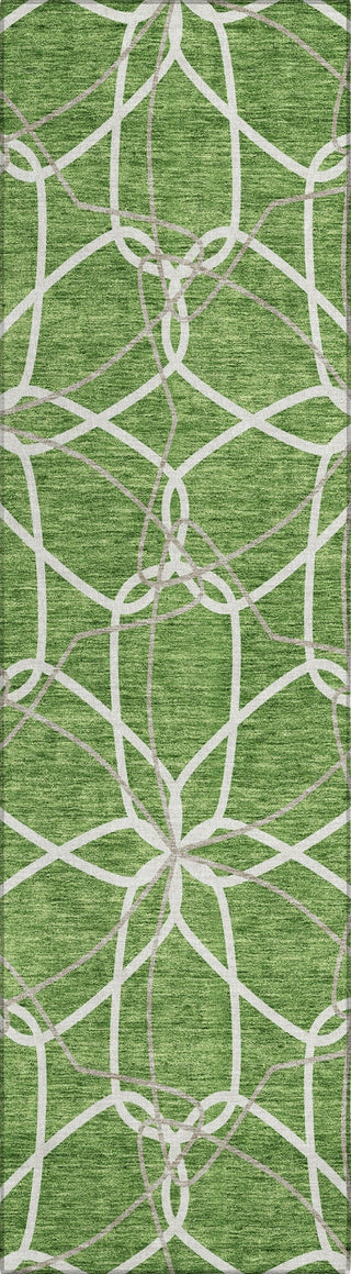 Piper Looms Chantille Geometric ACN950 Green Machine Washable Area Rug Runner Main Image