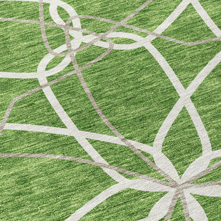 Piper Looms Chantille Geometric ACN950 Green Machine Washable Area Rug Swatch Image