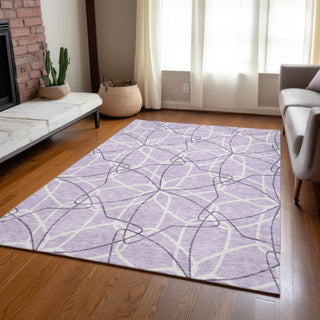 Piper Looms Chantille Geometric ACN950 Lavender Machine Washable Area Rug Lifestyle Image Feature