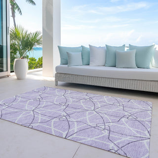 Piper Looms Chantille Geometric ACN950 Lavender Machine Washable Area Rug Outdoor Lifestyle Image Feature