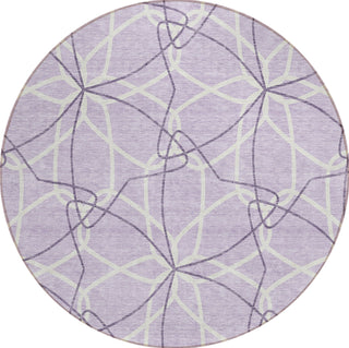 Piper Looms Chantille Geometric ACN950 Lavender Machine Washable Area Rug Round Main Image