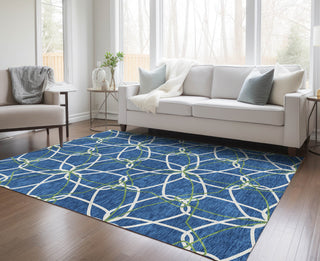 Piper Looms Chantille Geometric ACN950 Navy Machine Washable Area Rug Lifestyle Image Feature