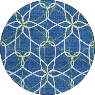 Piper Looms Chantille Geometric ACN950 Navy Machine Washable Area Rug Round Main Image