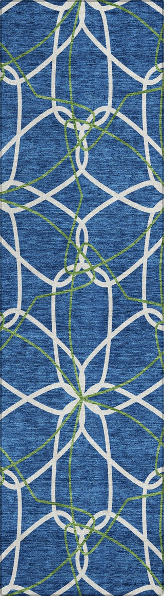 Piper Looms Chantille Geometric ACN950 Navy Machine Washable Area Rug Runner Main Image