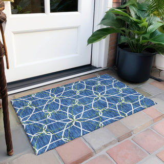 Piper Looms Chantille Geometric ACN950 Navy Machine Washable Area Rug Scatter Outdoor Lifestyle Image Feature